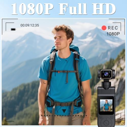 Body Camera with Audio & Video Recording Handheld Vlogging Camera 1080P FHD | 270° Rotationg Lens | Night Vision | Connects to Phone | 1.54in Screen | Magnetic Clip | Camera for Vlogging