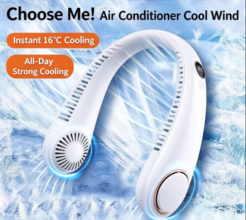 Portable Bladeless Neck Fan | 360° Surround Cooling Wearable Personal Fan, 3 Speeds Quiet Hands-Free Rechargeable Cooling Fan for Travel, Outdoor & Daily Use
