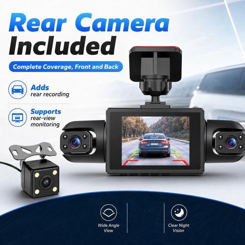 4-Channel 360° Full Surround Dash Cam Front Left Right Rear Car Camera