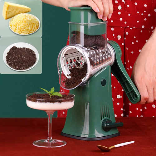 Rotary Cheese Grater, Large Vegetable Food Shredder, 5 Blades Easy to Clean,12x Faster Shredding,Strong Suction Base,Blades Storage Box,Round Mandoline Slicer&Chopper for Salad,Nut,Greenad