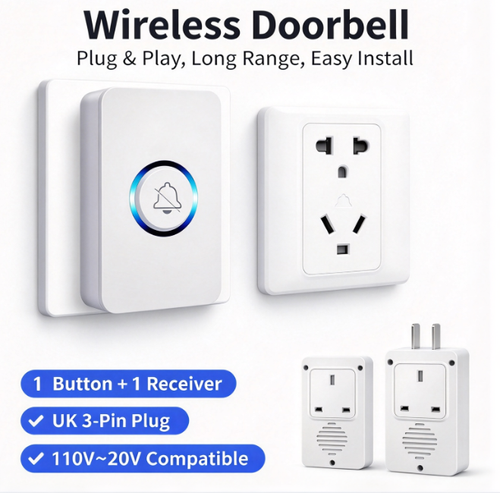 -Pin Wireless Doorbell 1 Button+1 Receiver Long Range