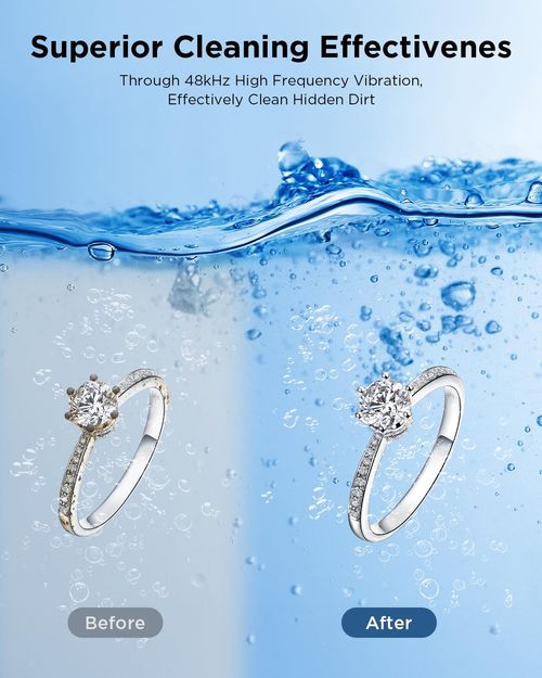 Ultrasonic Jewelry Cleaner Machine: 45KHz Ultra Sonic Cleaner for Jewelry,Eyeglass,Rings,Watch Band,Dentures,with Dual Cleaning Modes,350ML 304 Stainless Steel Tank,Gift for Wife,Mom,Daughter