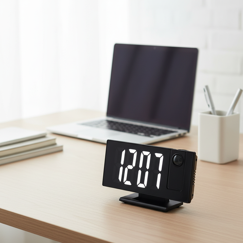 Digital Projection Alarm Clock with Mirrored Display – Temperature & Time Projector for Desktop or Living Room (Premium Aesthetic)