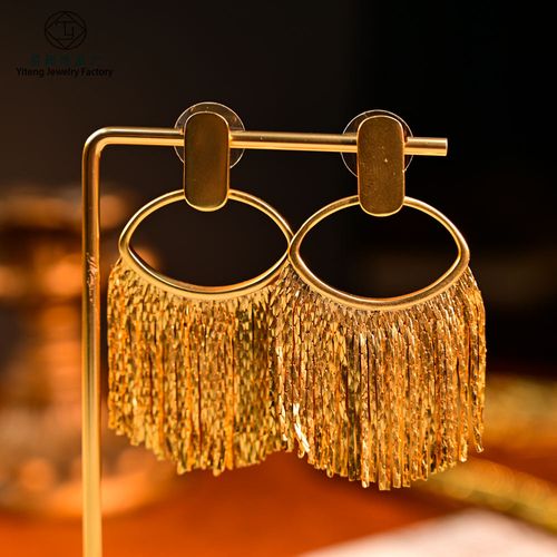 Fashionable Earrings, Vintage-Style Jewelry, Gold-Plated Brass Earrings, Geometric Tassel Dangle Earrings – A Perfect Gift for Women for Parties or Weddings