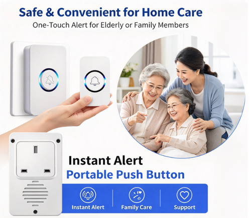 -Pin Wireless Doorbell 1 Button+1 Receiver Long Range