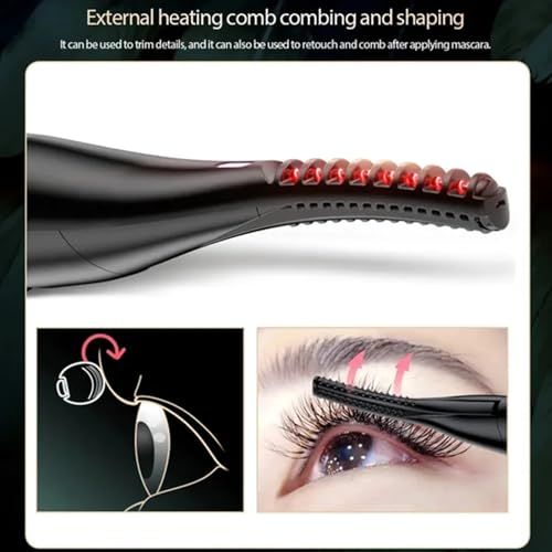 Heated Eyelash Curler, Mini Electric Eyelash Curler, Portable Makeup Electric Eyelash Curling, USB Rechargeable Finalize Eyelash Tool Beauty Tools for Women (Black)