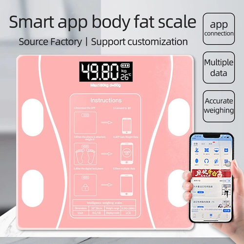 Pink Household Body Fat Scale – Precise Electronic Digital Scale for Weight Loss, with Smart Bluetooth App Connectivity