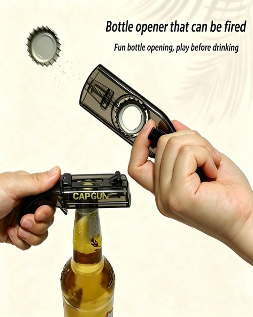 Pistol Style Beer Bottle Opener with Cap Launcher, ABS Novelty Bottle Cap Shooter for Home Party(4‑Pack)