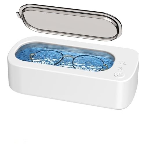 Ultrasonic Jewelry Cleaner Machine: 45KHz Ultra Sonic Cleaner for Jewelry,Eyeglass,Rings,Watch Band,Dentures,with Dual Cleaning Modes,350ML 304 Stainless Steel Tank,Gift for Wife,Mom,Daughter