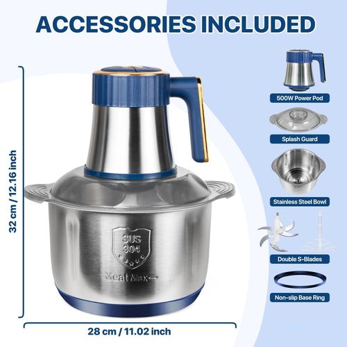 Stainless Steel Electric Meat Mincer, Household Multi-purpose Food Blender for Meat and Baby Puree