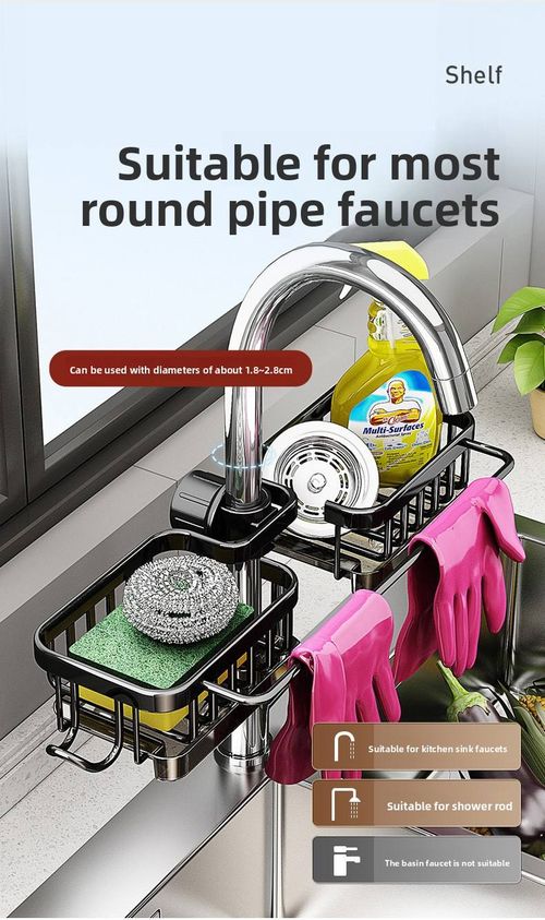 Drill-Free Faucet Storage Rack & Dishcloth Holder — Draining Design for Bathroom & Kitchen Sinks, Convenient for Cleaning Cloths & Small Items
