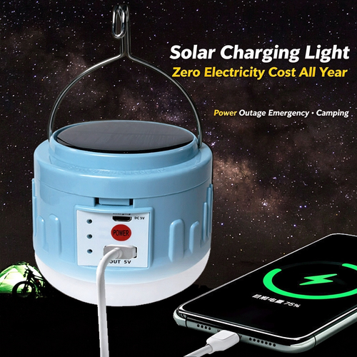 Solar-Powered Rechargeable Light Bulb – LED Emergency Light for Outdoor Night Markets, Camping, and Street Stalls (Supports Mobile Device Charging)