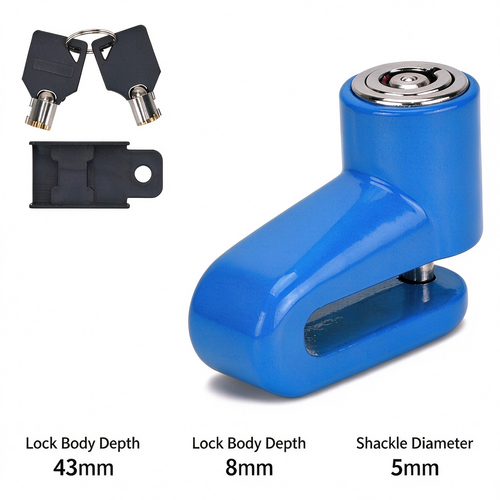 Pack of 4 Bike Disc Brake Lock, Anti-Theft Motorcycle Wheel Lock, Waterproof Portable Security Lock with 2 Keys & Mount Bracket