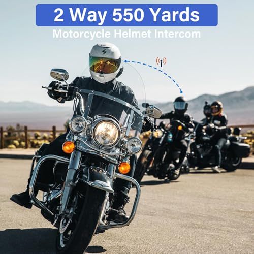 Motorcycle Helmet Bluetooth Headset 2 Way Intercom 550 Yards,HIFI Sound,Noise Cancellation,Music Share,1000mAh,Helmet Speakers Headphones FM,Easy to Connect Use with Gloves,Waterproof,Voice Assistant