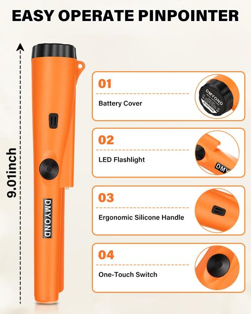Handheld Metal Pinpointer Wand, Portable Security Metal Detector, High Precision Metal Scanner