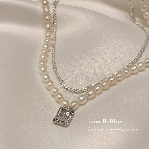 Versatile Double-Layer Freshwater Pearl Necklace — Delicate White Rice-Shaped Pearls, Chic & Affordable Luxury, Perfect for Everyday Wear & Gifting to Girlfriends or Mothers