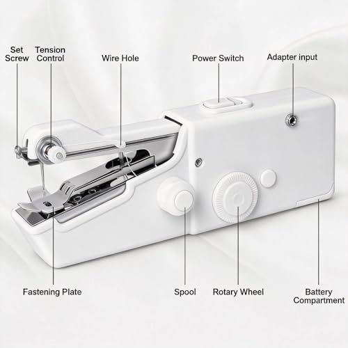 Handheld Sewing Machine, Mini Hand Sewing Machine Portable for Beginners with Charging, Easy To Use, Suitable for Sewing Clothes, Family Travel, DIY