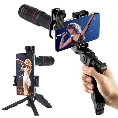 > Mobile Phone Telephoto Lens 64X25, HD Monocular Telescope with Tripod & Phone Holder, Universal Cell Phone Zoom Lens for Concert, Bird Watching, Sports