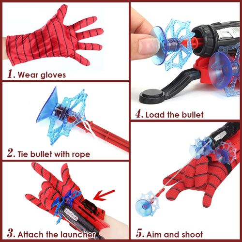 Hero Spider Wrist Eject Toy, Wrist Soft Dart Launcher, Kids Role Play Toy