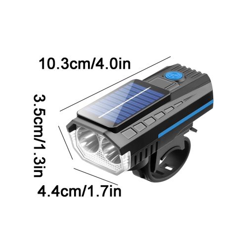 Solar Powered Bicycle Headlight with Electric Horn, Type-C Rechargeable Bike Front Light, Digital Power Display, 4 Lighting Modes for Night Riding