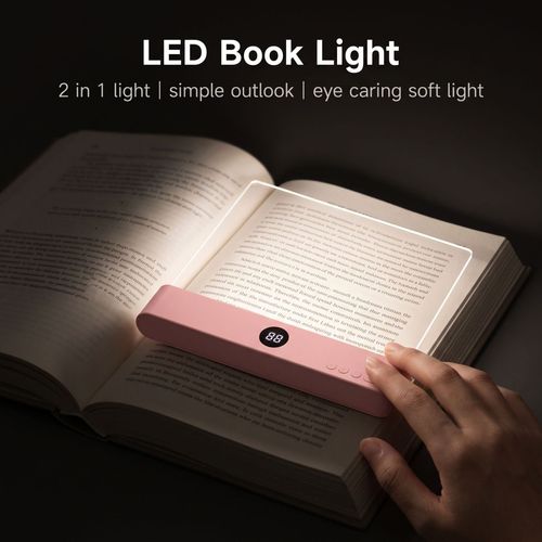 Eye-Protecting LED Reading Lamp for Students — Dimmable, Portable & USB-Rechargeable with Transparent Design for Dorm Rooms, Bedrooms & Night Light Use(Pink)