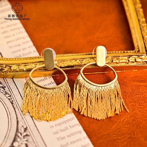Fashionable Earrings, Vintage-Style Jewelry, Gold-Plated Brass Earrings, Geometric Tassel Dangle Earrings – A Perfect Gift for Women for Parties or Weddings