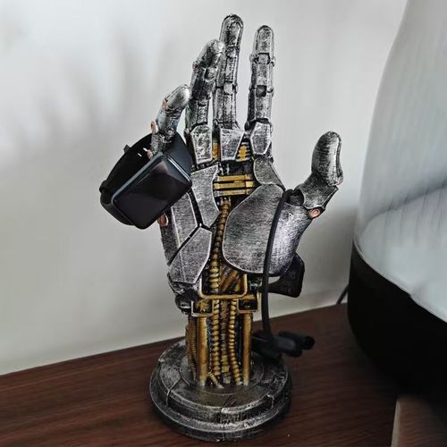 Cyberpunk Mechanical Hand: Desktop Stand for Xbox-Switch Controllers Resin Ornament for Gaming Setups