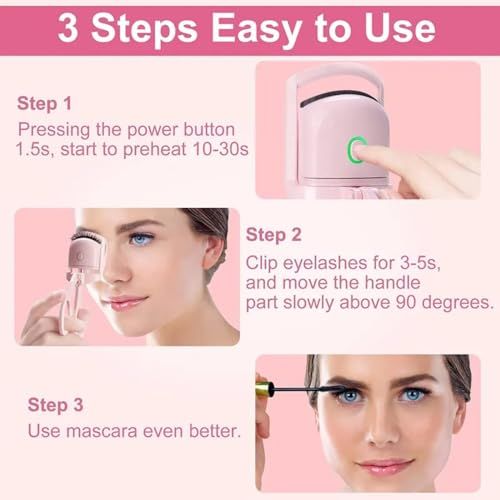 Rechargeable Heated Eyelash Curler, Portable Mini Electric Lash Curler, Heat Styling All-in-One Lash Tool for Long Lasting Curl