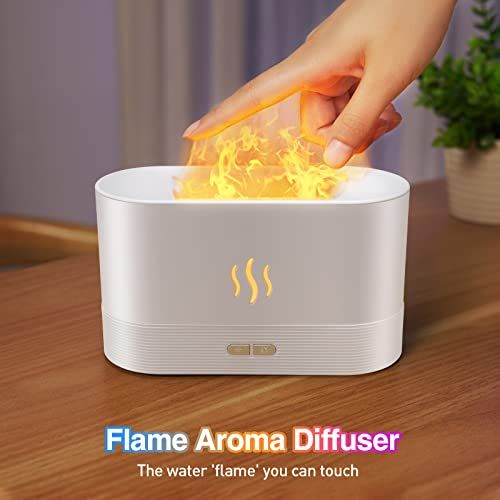 Creative Fireplace Flame Diffuser, 7 Color LED Night Light, Quiet Ultrasonic Mist Humidifier & Aromatherapy 2 in 1