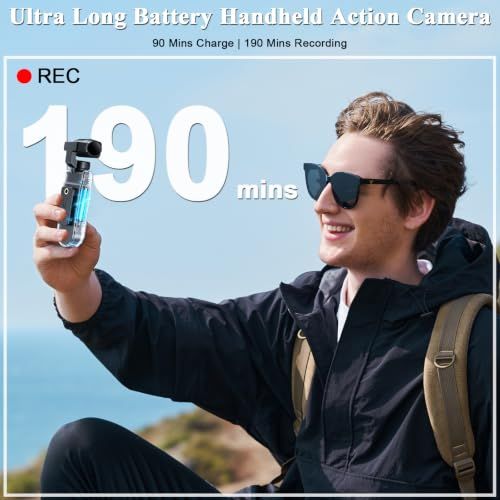 Body Camera with Audio & Video Recording Handheld Vlogging Camera 1080P FHD | 270° Rotationg Lens | Night Vision | Connects to Phone | 1.54in Screen | Magnetic Clip | Camera for Vlogging