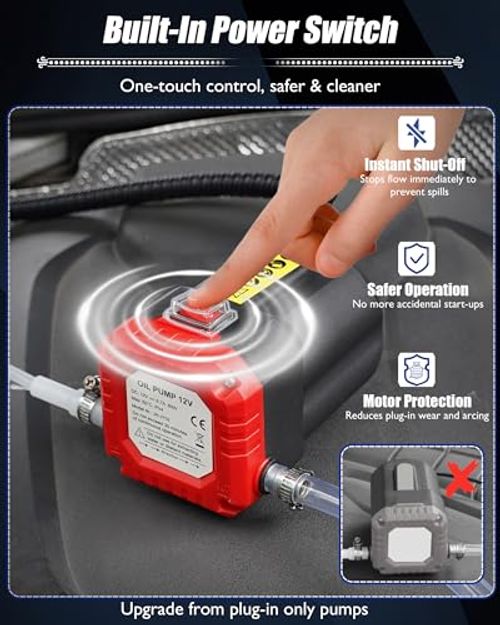 Portable Self-Priming Electric Oil Extractor Pump, for Changing Motor Oil, Diesel, Hydraulic and Gear Oil