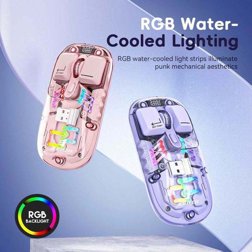 Latest Dual-Mode Wireless Transparent Mouse — Bluetooth & Low Energy, Backlit with USB-C Rechargeable Battery