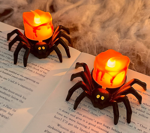 3Pack  Halloween Spider Flameless LED Candle Light – Spooky Warm Glow Decorative Lamp for Halloween Party & Home Decor
