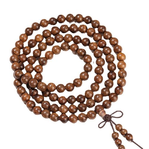 Mkufu wa shanga za mwenye mti wa sandalwood, shanga 108, inafaa kwa kutafakari na kujipamba.