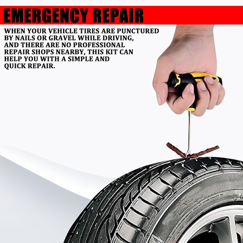 30PCS Tire Plug Kit Car Emergency Flat Tire Repair Tool Set Drill Rubber Repair Screws Tires Plug Tubeless Puncture Fix Kits Professional Tools for Cars Motorcycles ATV UTV Trucks Roadside Kit