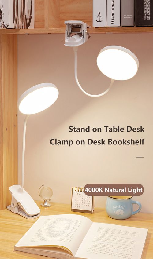 LED Eye-Protection Clip-On Desk Lamp – Reading Lamp for Students, USB-Rechargeable