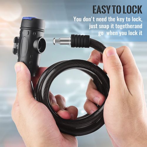 Heavy Duty Bike Cable Lock – Anti-Theft Bicycle Lock with Mounting Bracket, Waterproof Dust Cover & Keyless Locking for Bike Scooter Outdoor Security
