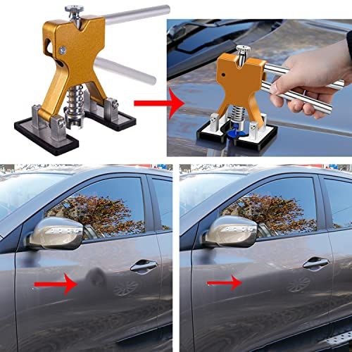 Paintless Car Dent Puller Kit, Dent Removal Kit Tool Car Dent Remover Auto Body Dent Repair Tool Kit Golden Lifter Dent Repair Puller for Car Body, Motorcycle, Refrigerator.
