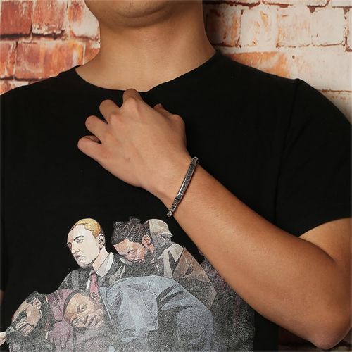 Vintage S925 Thai Silver Bracelet for Men, Safe Continuous Pattern Retro Silver Jewelry