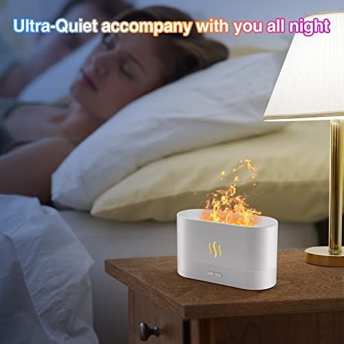 Creative Fireplace Flame Diffuser, 7 Color LED Night Light, Quiet Ultrasonic Mist Humidifier & Aromatherapy 2 in 1