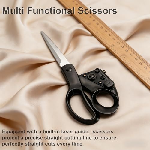 Laser Guided Scissors, Precision Straight Cut Fabric Shears, Stainless Steel Sewing Craft Scissors