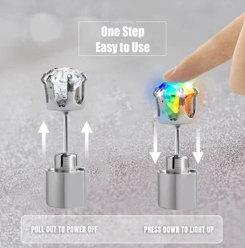 LED Glow Stud Earrings, Colorful Flashing Light Earrings for Music Festival Night Party
