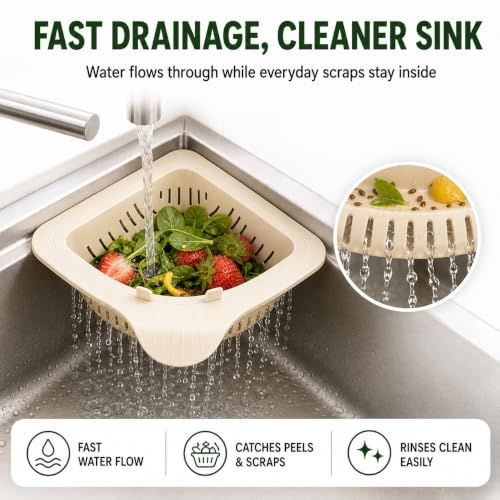 Magnetic Sink Triangle Drain Basket, Kitchen Food Residue Filter Holder, Sink Storage Rack