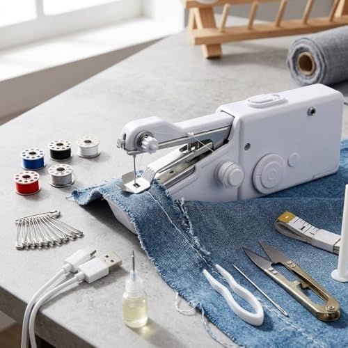 Handheld Sewing Machine, Mini Hand Sewing Machine Portable for Beginners with Charging, Easy To Use, Suitable for Sewing Clothes, Family Travel, DIY