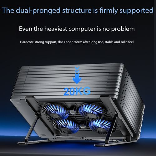 Foldable Portable Laptop Cooling Stand with 4 Cooling Fans, Silent Notebook Cooler Riser Holder for Laptop & Tablet