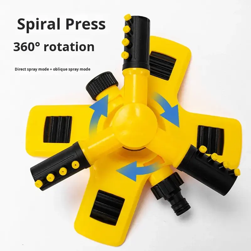 360 Degree Rotary Sprinkler, Yellow Plastic Water-Saving Garden Hands-free Yard Irrigation, Stable Floor Insert Base, Even Outlets, for Flower Beds