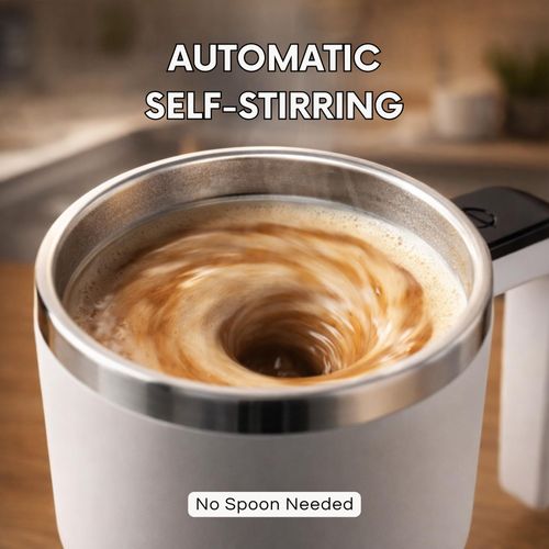 Auto Mixing Fitness Shaker Cup, Smart Temp Magnetic Stirrer, Portable Coffee & Milkshake Mixing Mug