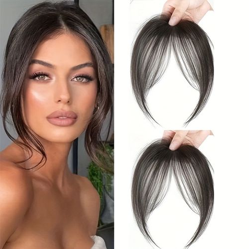 Clip-in French-style bangs hairpiece for women – adds volume to the crown, creates a natural, seamless look.