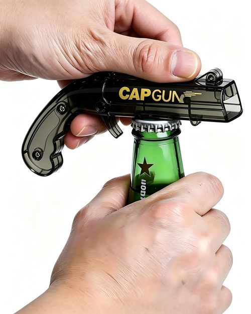 Pistol Style Beer Bottle Opener with Cap Launcher, ABS Novelty Bottle Cap Shooter for Home Party(4‑Pack)