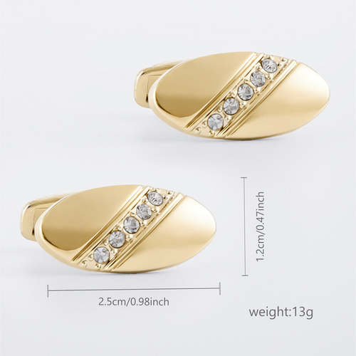 Premium Gold Tie Clip & Cufflinks Set for Men | Crystal Accent | Business Wedding Formal Wear | Perfect Gift for Him